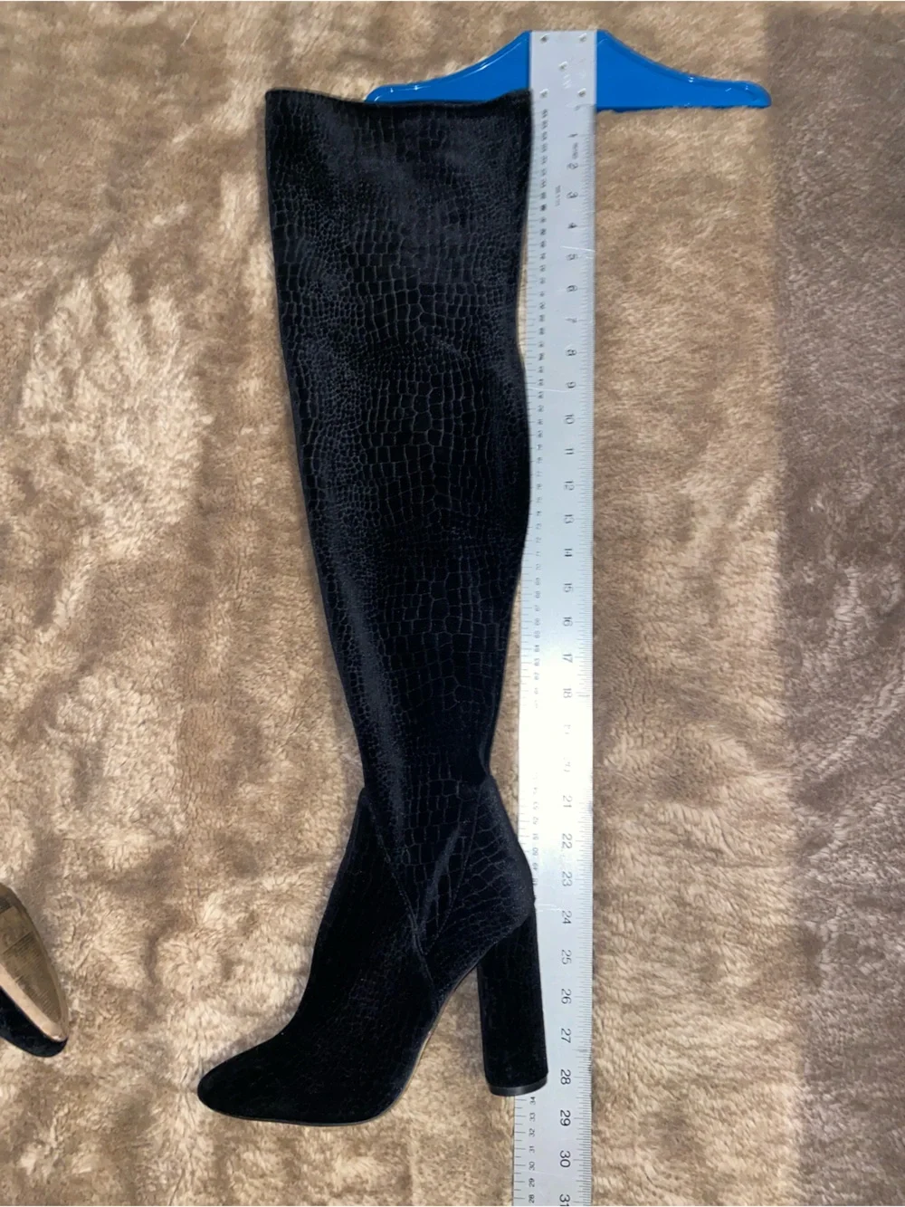 Aldo Black Velvet Over-the-Knee Block Heel Boots